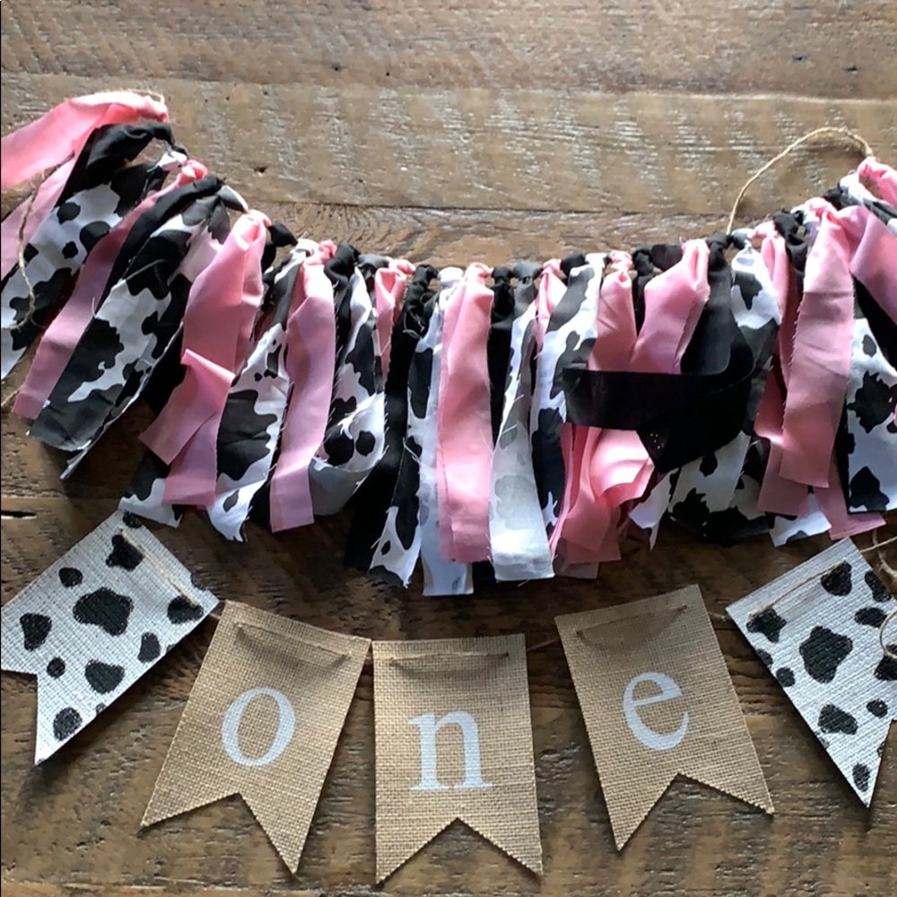 High chair one year birthday banner